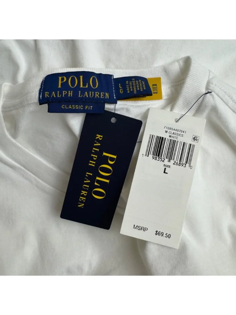 Polo Ralph Lauren NEW White Men's LG Classic Fit T Shirt Polo Bear Casual Preppy
